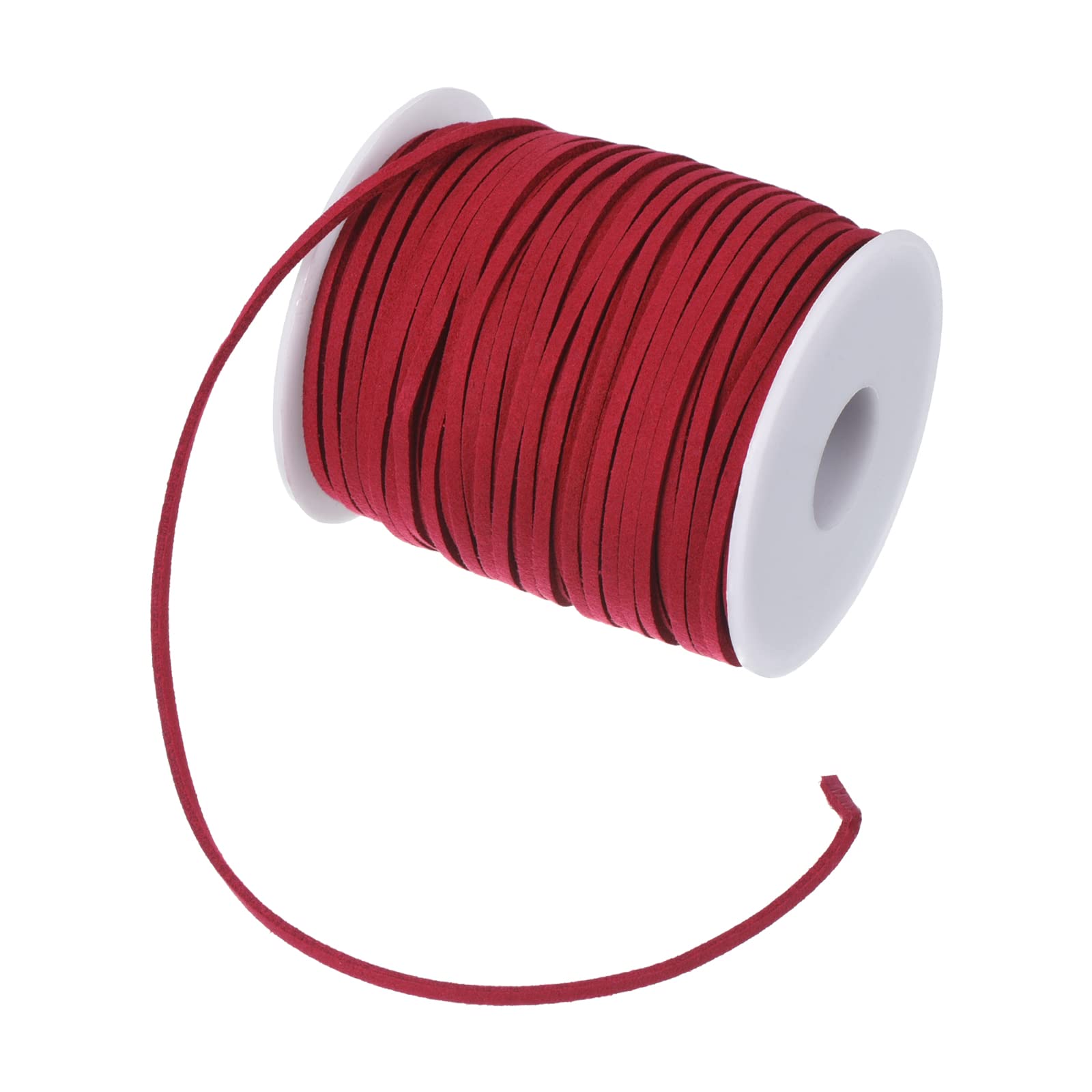PATIKIL Suede Cord with Roll Spool 3mm 50 Yard, Flat Faux Leather Lace for Necklace Bracelet Jewelry Making Beading DIY Crafts, Red