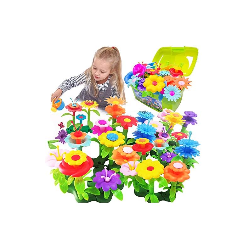 Scientoy Flower Garden Building Toys, Girl Toys Build a Garden, 130 PCS Flower Pretend Gardening Gift for Kids, Floral…