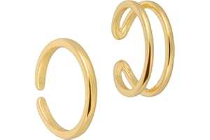 Mikovivi 2pcs Gold Filled Toe Rings, Adjustable Open Toe Rings Simple Trendy Single & Double Ring Summer Beach Foot Jewelry f