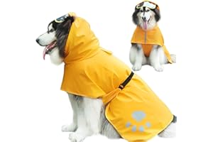 PERIFLOWIN Dog Raincoat Hooded Slicker Poncho - Reflective Lightweight Pet Rain Jacket Coat,Dog Waterproof Raincoat with Adjustable Belly Strap for Small,Medium, Large Dogs
