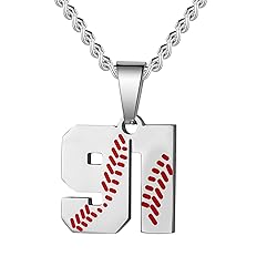 HattiDoris Baseball Number Necklace for Men 00-99