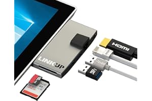 LINKUP - Microsoft Surface GO Compatible Docking Station HDMI USB C Dock | 6-in-1 SDXC Card Reader Hub | HDMI 4K 2xUSB-A 3.0 