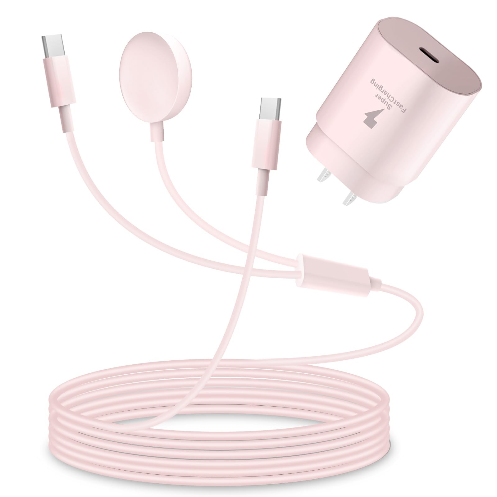 Photo 1 of 2 in 1 for Samsung Watch Charger, 25W USB C Fast Charger Compatible with Galaxy Watch 8/8 Classic/Ultra/7/6/6 Classic/5 Pro/5/4/4 classic/3/Active2/FE,Galaxy S25/S24/S23/Note/Z Fold,for iPhone 16/15