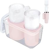 Pneatdez Ice Mold for Stanley Cup 30oz 40oz, Silicone Ice Tray, Rose Quartz | Ice cube tray with lid and bin; Easy release cylinder ice cube mold; Slow melting; Stackable; For whiskey, cocktail; 1 Pack
