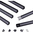 Muzata 6Pack 3.3FT/1M V Shape LED Channel Black Aluminum LED Strip Channel with Transparent Smoky Black Cover Corner Lighting Easy Installation V1SW BB 1M