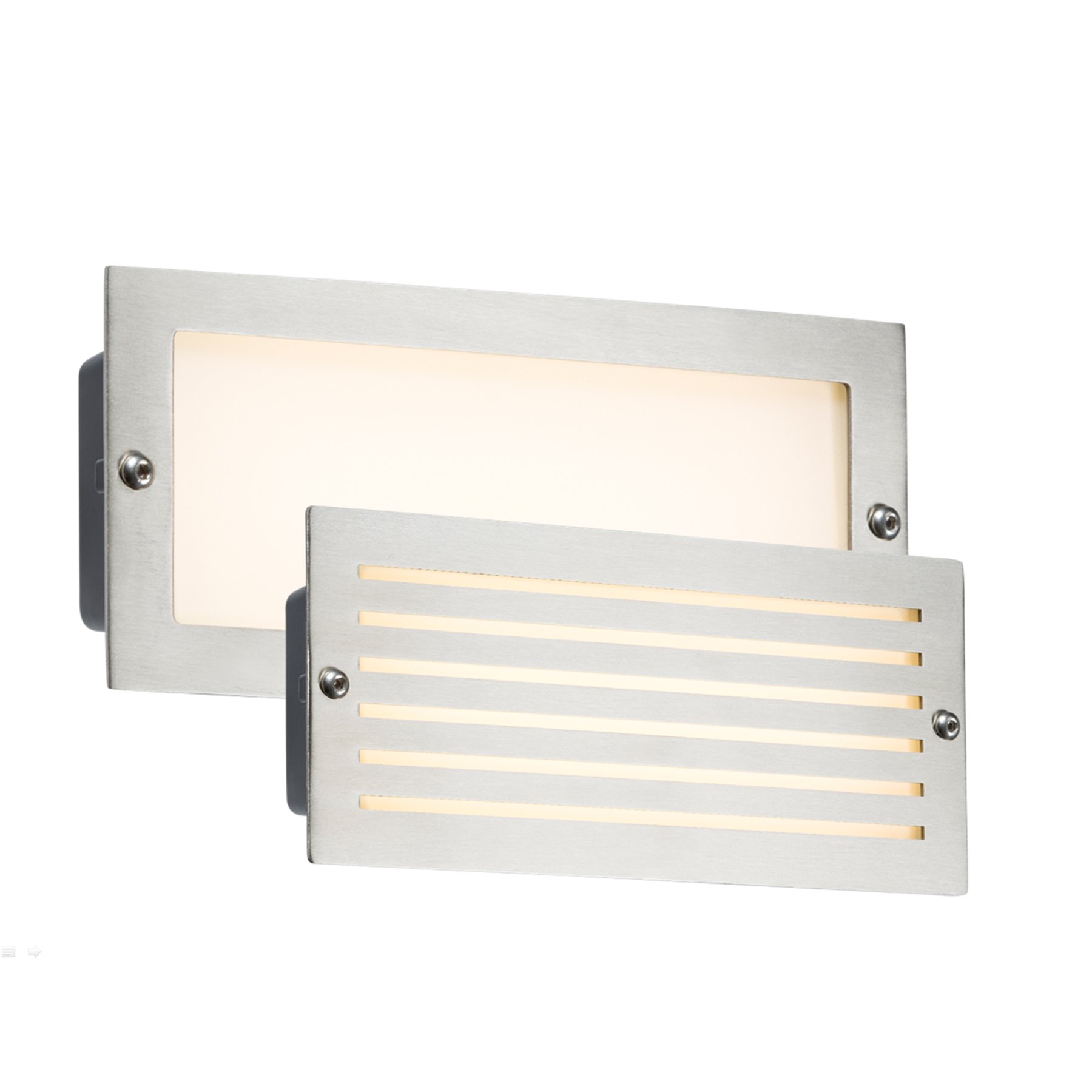 White LED Recessed Brick Light in Brushed Steel Fascia