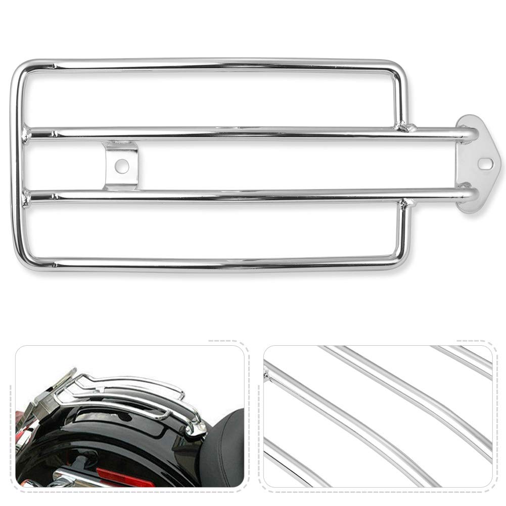 NATGIC Motorcycle Luggage Rack 280mm (11") Silver Stainless Steel Motorcycle Rear Shelf Motorcycle Rear Solo Seat for H-arley Davidson XL Sportster 1985-2003