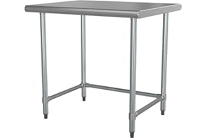 KROLLEN INDUSTRIAL 30" x 36" 18-Gauge 430 Stainless Steel Open Base Work Table for Commercial Kitchen, Restaurant, Cafe