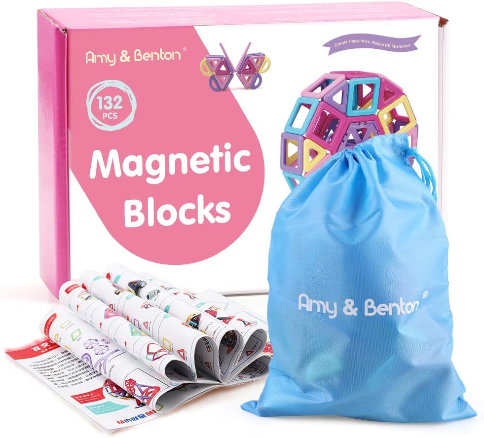 Amy&Benton Mini Castle Magnetic Building Blocks 132PCS for Kids Babies and Toddlers Small STEM Educational Toys: Toys & Games