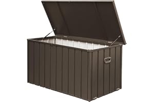 CHUNLY 200 Gallon Outdoor Indoor Waterproof Storage Deck Box w/Lockable Lids, Storage Bench w/Mobility Rollers, Storage Bin for Patio Outside Furniture Cushions, Pillows, Garden Tools (Dark Brown)