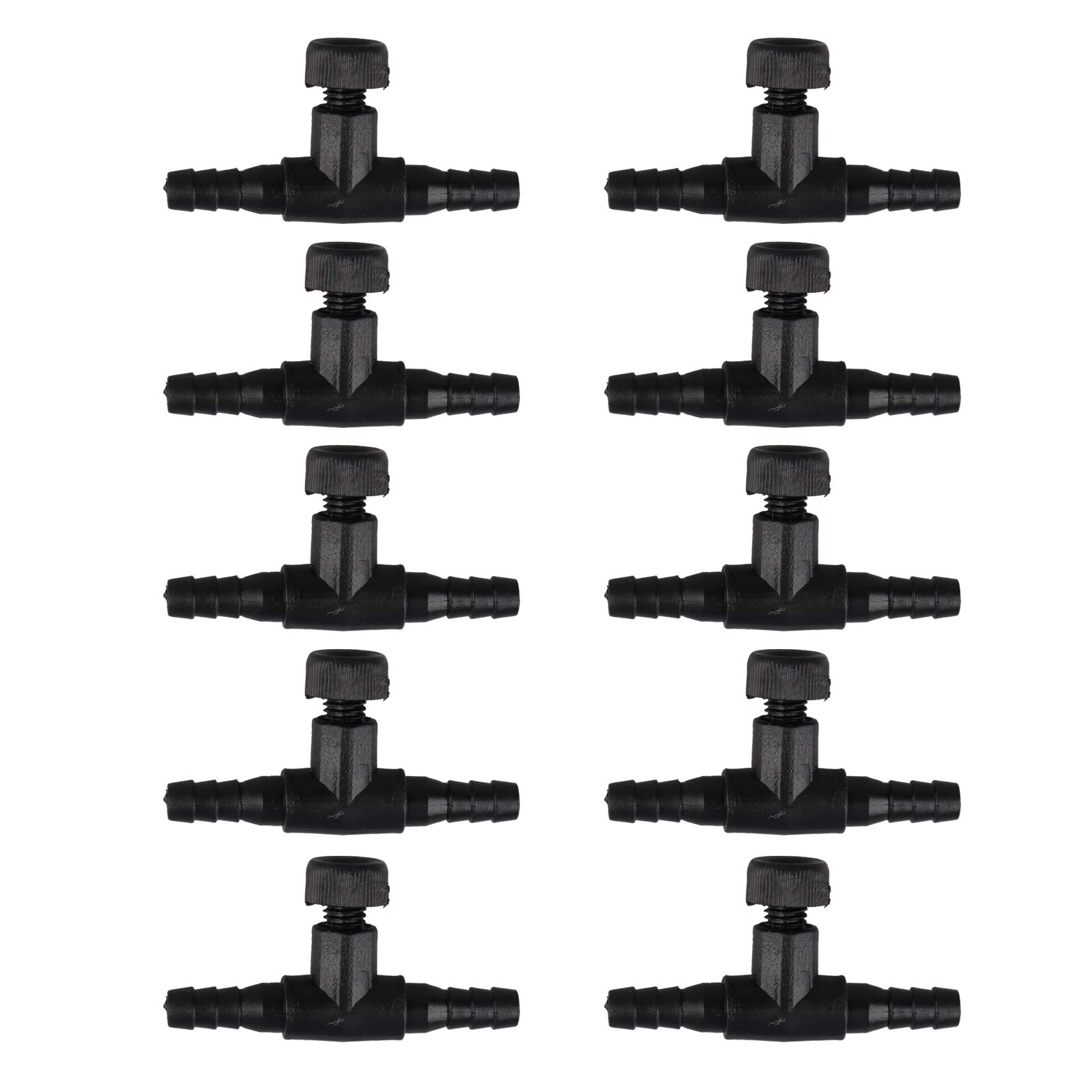 HALJIA 10PCS 2 Way Aquarium Fish Tank Plastic Air Pump Control Valves Black