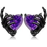 OHAYOO Skeleton Hand Earrings 925 Sterling Silver Skull Earrings Halloween Stud Earrings Gothic Jewelry Gifts for Women Men