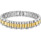 YBMYCM Chunky Watch Strap Chain Bracelet for Women Gold Plated Waterproof Stainless Steel Timepiece Link Bracelet