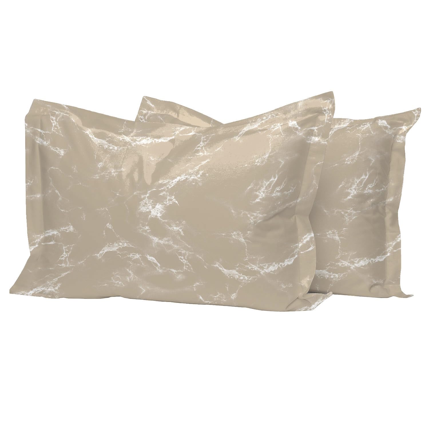 Pizuna Cotton Marble Taupe Print Standard Pillow Cases 2 Pack, 400 Thread Count 100% Long Staple Combed Cotton Oxford Pillow Cover Sateen Cooling Oxford Pillow Case 50x75 (Printed Pillow Cases) — image 1