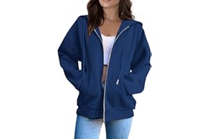 UJAKEL Hoodies for Women Long Sleeve Fall Fashion 2024 Oversized Zip Up Sweatshirts Solid Light Hoodie Jacket with Pockets