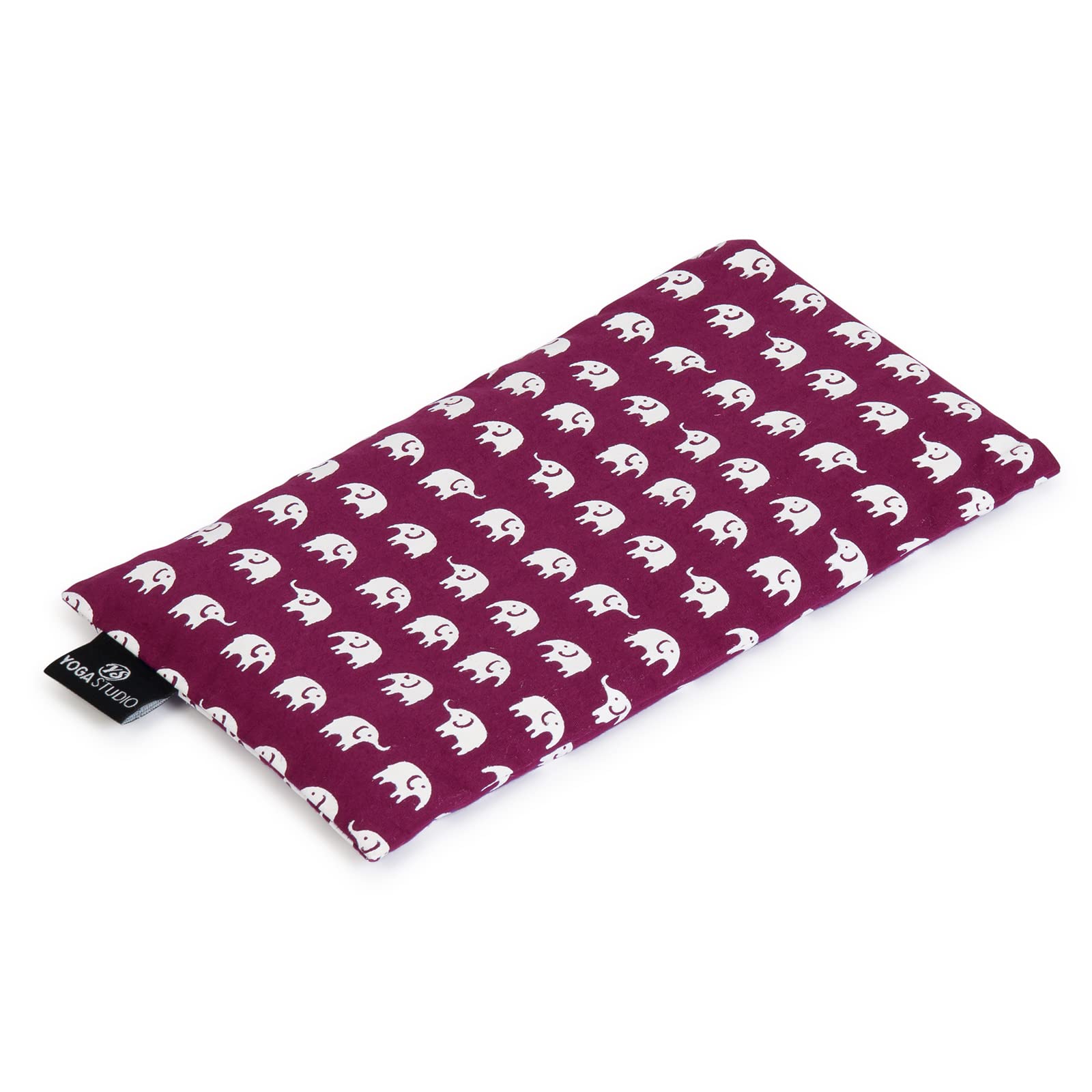 Yoga Studio Eye Pillow | 100% Organic Cotton Cover | Organic Lavender & Linseed Yoga Pillow | Stress Relief Weighted Eye Mask, Relaxation, Aromatherapy, Tired Eyes (Violet Elephant)