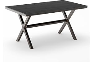 Cozyman Outdoor Dining Table for 6, HDPS and Aluminum Material, 3-Year Warranty, Patio Dining Table with X-Legs, Weather Resistant Dining Tables for Yard, Garden, Patio, and Lounge, Black