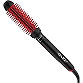 REVLON New and Improved SmoothStay Coconut Oil-Infused Heated Hair Styling Brush | 1” Barrel for Voluminous, Shiny Results (Black/Red)