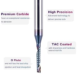 SpeTool 5PCS Carbide O Flute Spiral Router Bit 1/8