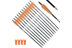 Tiger Archery 20inch Hunting Archery Carbon Arrow Crossbow Bolts with 4" vanes Feather and Replaced Arrowhead/Tip(Pack of 12) …