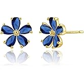 Hypoallergenic Flower Stud Earrings for Women | Dainty 14K Gold Plated Cubic Zirconia Jewelry with 925 Sterling Silver Post | Gift for Sensitive Ears, Daily & Occasions