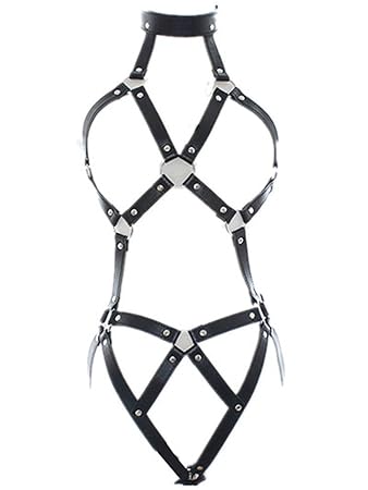 Shawa Harness Geschirre Leder Ouvert Einstellbar Körper Bondage Fetisch Erotik Brustfrei Sexy Kleidung Dessous Reizvolle SM F