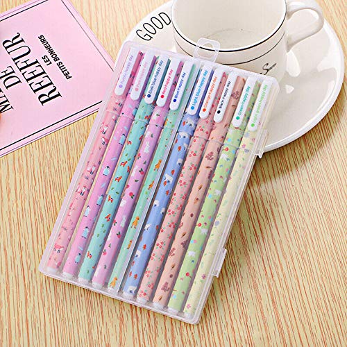 SUPERTOLL 0.38 Ballpoint Pen Black Gel Pen Black Cute Cartoon Pens Stationery for School Office 10Pcs/Set(Animal Type C)