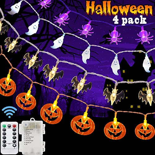 Set of 4 Halloween Decorations Lights Halloween String Lights Battery