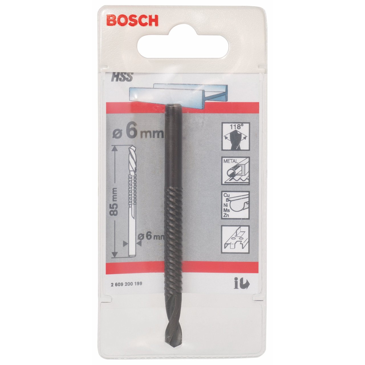 Bosch Accessories 2609200199 HSS Routing Drill Bit, 0 V, Black, 6 x 85 mm