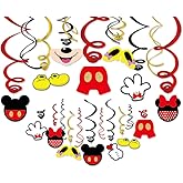 Kristin Paradise 30Ct Mickey Hanging Swirl Decorations, Mouse Party Supplies, Mickie Birthday Theme Decor for Kids Boy Girl B