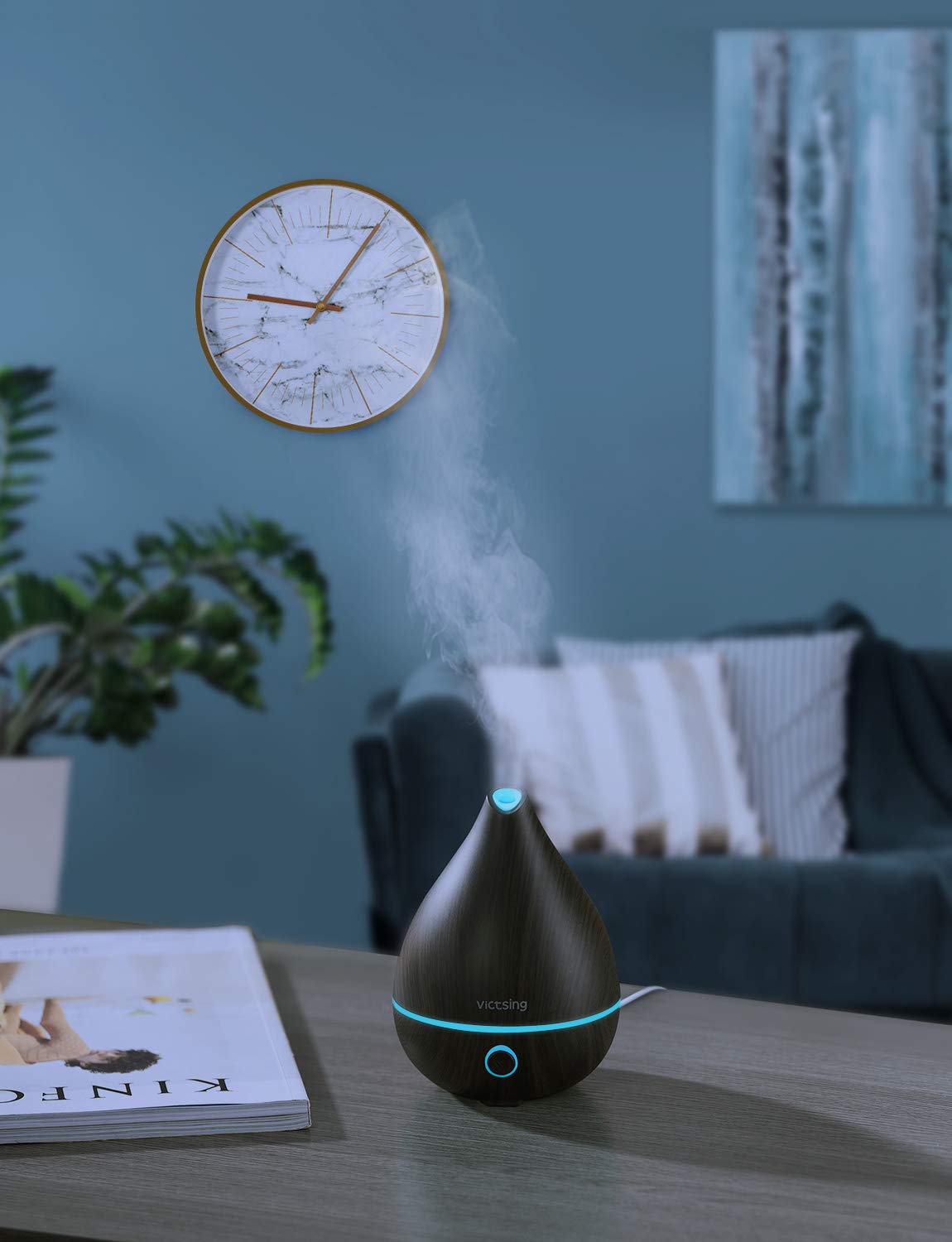 VicTsing Upgraded Mini Oil Diffuser 130ml, Easy to Use Super Quiet Essential Oil Diffuser, Aromatherapy Diffuser with Waterless Auto Shut-off, 8 Color LED Lights and BPA-free for Home Office(Black): Home & Kitchen