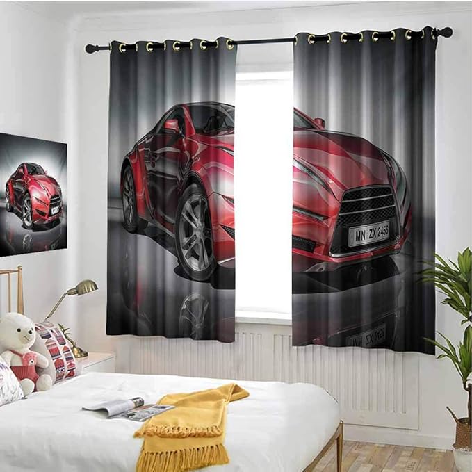 hengshu Cars Room Darkening Curtains for Bedroom Modern Era Sports Car