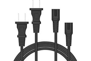 [2-Pack] Power Cord 2 Prong AC Wall Power Cable Replacement Cord for HP Dell Samsung Sony Asus Acer Toshiba Laptop Charger, L