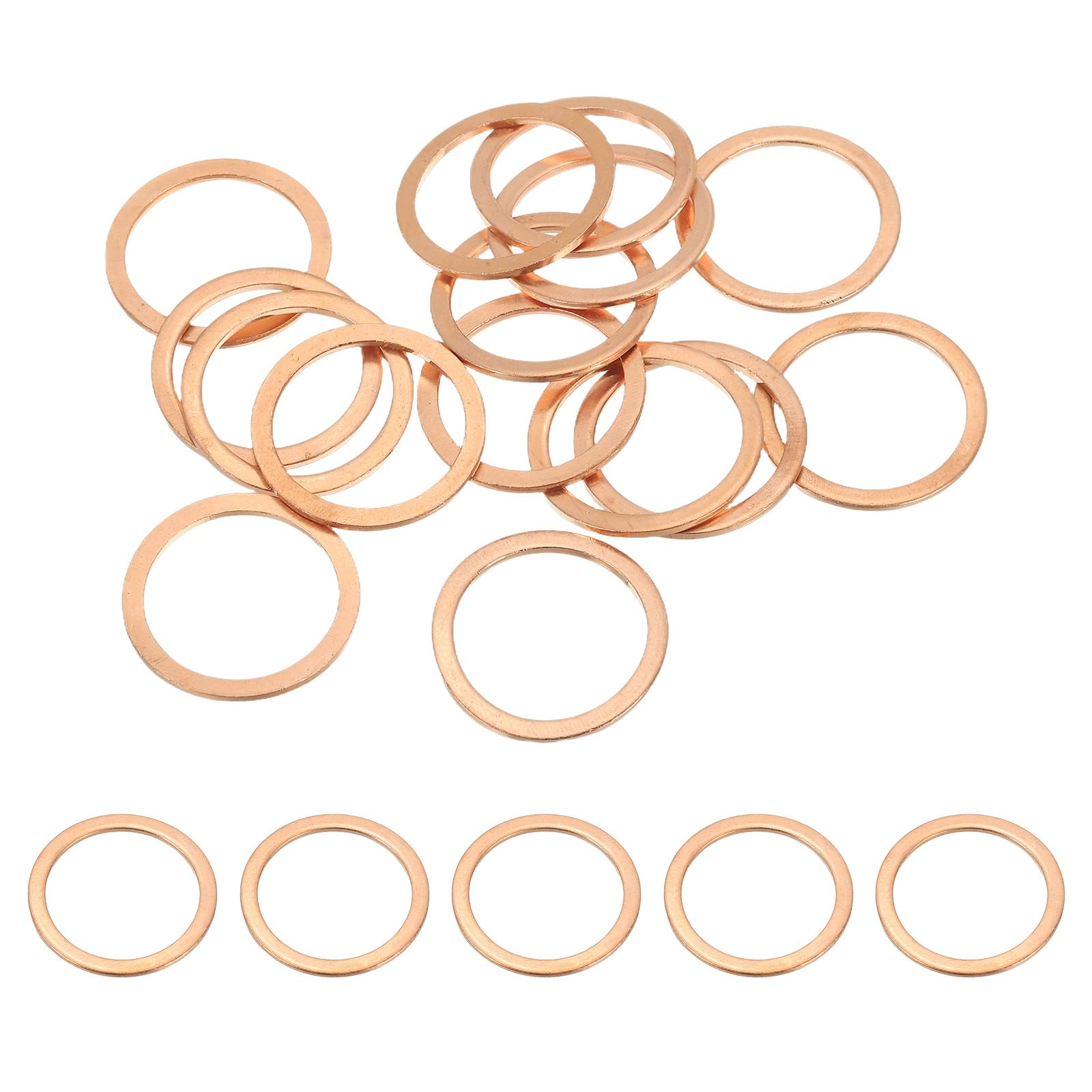PATIKIL M24 Copper Washer Sealing Ring, 15 Pieces 24mm ID 30mm OD 1.5mm Thickness Metric Flat Sealing Gasket Crush Washer for Screws Bolt Sump Plugs Oil Drain