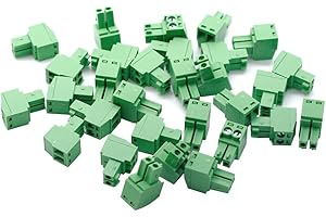 Augiimor 30PCS KF2EDGK 2 Pin 3.5mm Pitch PCB Screw Terminal Block Connector 300V 8A PCB Mount Screw Terminal Block Connector (Green)