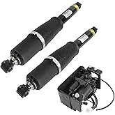 Rear Air Suspension Shock Absorber Compatible with 02-14 Cadillac Escalade | Air Suspension Strut + Compressor Pump Replacement for 2001-2014 Chevrolet Suburban GMC Yukon Replace# 10395825, 15056494