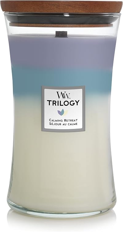 WoodWick Large Hourglass Trilogy Candle | Calming Retreat | 130 Hour Burn