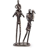 Danya B. Parents Carrying Children Bronze Sculpture, Contemporary Metal Shelf Décor for Home or Office, Celebrating Families, Family of Four, Gift for Couple with Two Children