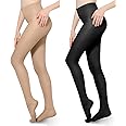 2 PCS Compression Pantyhose 20-30mmHg Tight Support Stockings Gradient Compression Closed Toe for Women Swelling Varicose Veins Edema L
