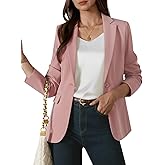 Kelyaa Womens One Button Blazer Casual Open Front Long Sleeve Suit Jackets Business Work Office Blazers