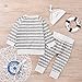 Newborn 3pcs Set Outfit Striped Hoodies with Pocket Top+Striped Long Pants (60(0-3M))