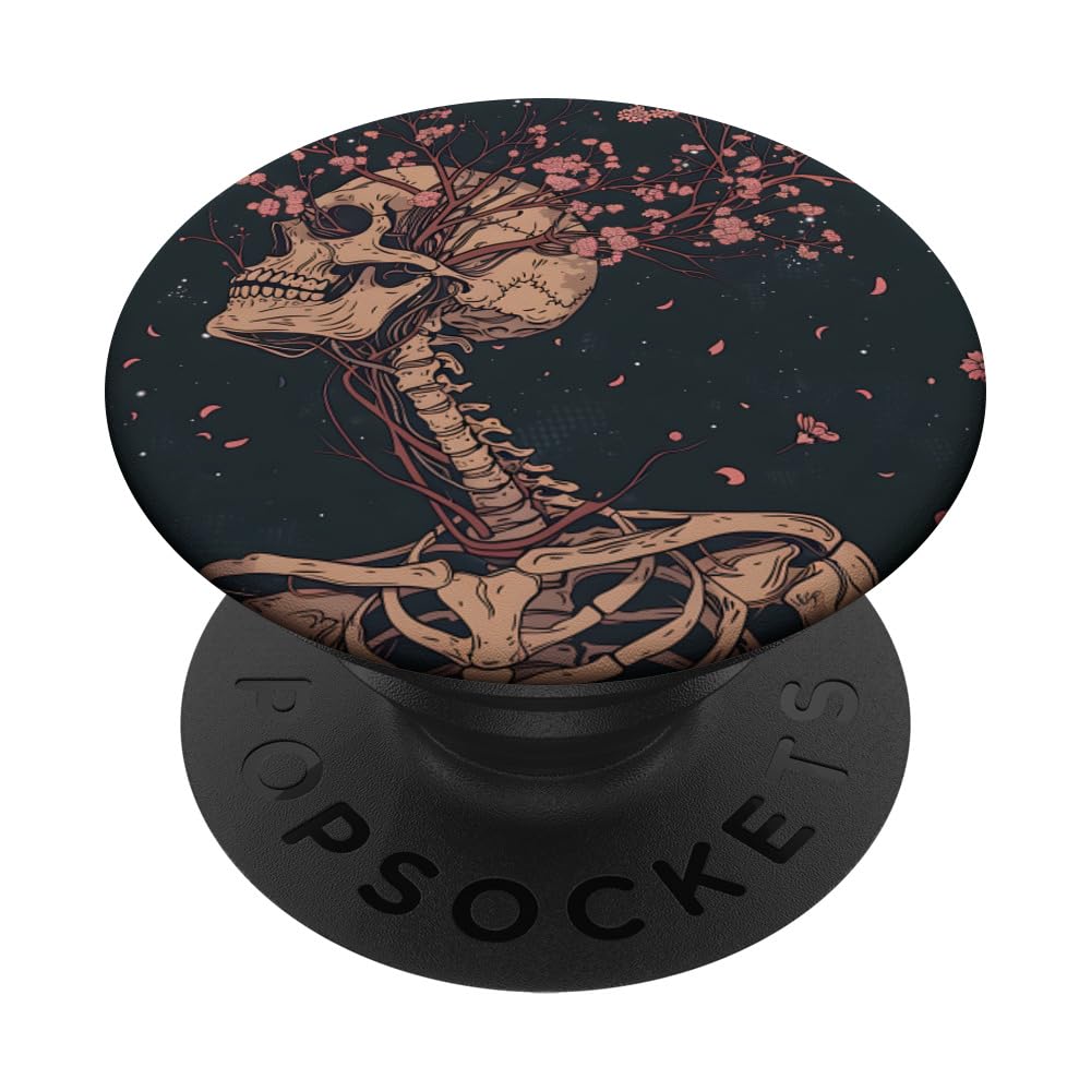 Creepy Floral Cherry Flower Bouquet Skeleton PopSockets Swappable PopGrip