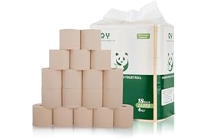 QingYa Bamboo Toilet Paper, 4-Ply, 18 Rolls, 200 Sheets Per Roll, Total 3600 Sheets, Unbleached, Sustainable and Tree Free, S