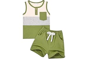 FOCUTEBB Boy Clothes Toddler Baby Boys Summer Outfits Sleeveless Patchwork T-Shirt Shorts Set 6 Months-4T