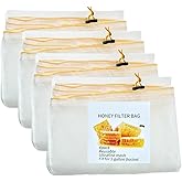 SPMKTQK Honey Strainer, 4 Pcs Honey Filter Bag Ultra-Fine Mesh Strainer with Adjustable Drawstring, Beginner Honey Extractor Equipment in a 5 Gallon Bucket, Bee Supplies Reusable and Washable