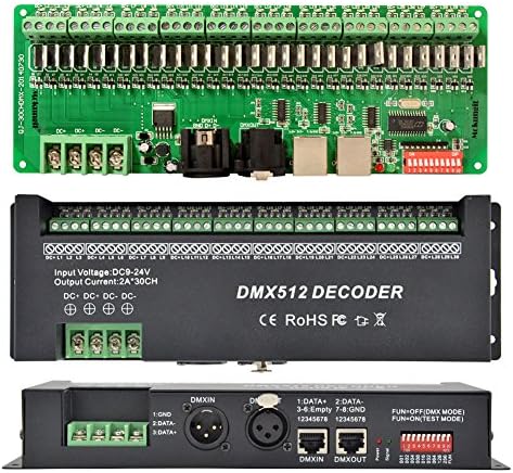 ishareled 30 channel DMX 512 RGB decoder with RJ45 and XLR Plug DMX512 controller 60A dmx dimmer driver Max 1440W
