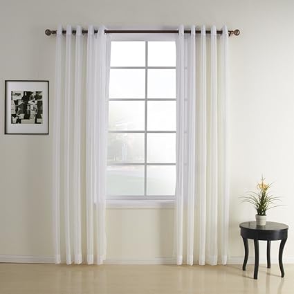 Amazon Com Nauxcen White Sheer Curtains Window Thermal Insulated