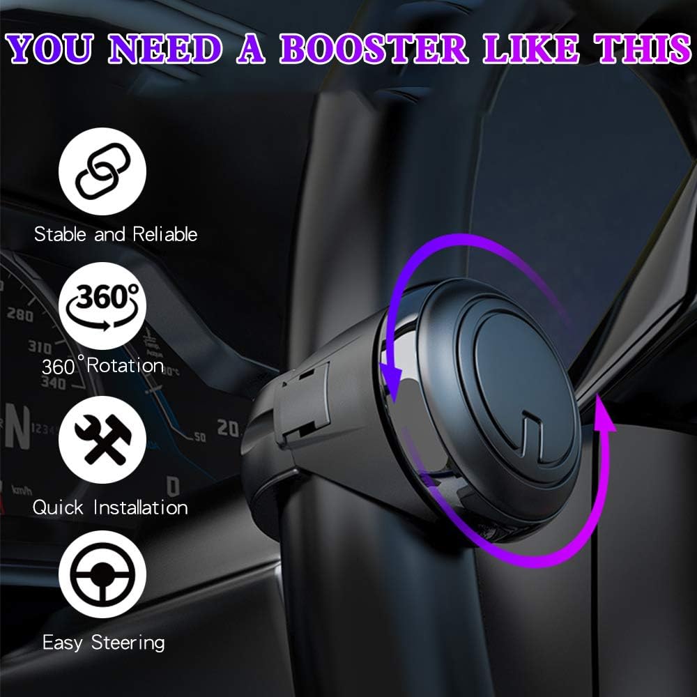 OTAN Steering Wheel Knob Universal Booster Power Handle Ball Suicide Spinner Fit for Cars,Boats,Lawnmowers,Tractors,Trucks,Golf Cars,Black: Automotive