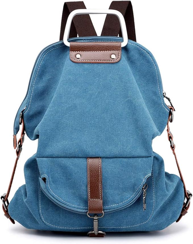 mingze rugzak canvas reistas schoolboekentas vintage rugtas tas schooltas backpack grote capaciteit casual rugzakken dagrugzak daypacks schoudertas voor vakantie reizen wandelen kamperen blauw amazon nl