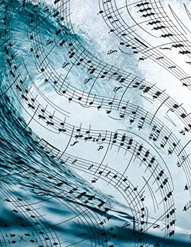 Sheet Music Notebook: 8.5 x 11 in, 12 Staves on 250 Pages, Ocean Wave Theme Paperback – April 27, 2019